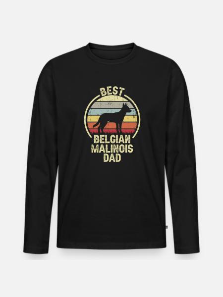 Best Dog Dad - Belgian Malinois - Men's Premium Organic Long Sleeve Shirt - black