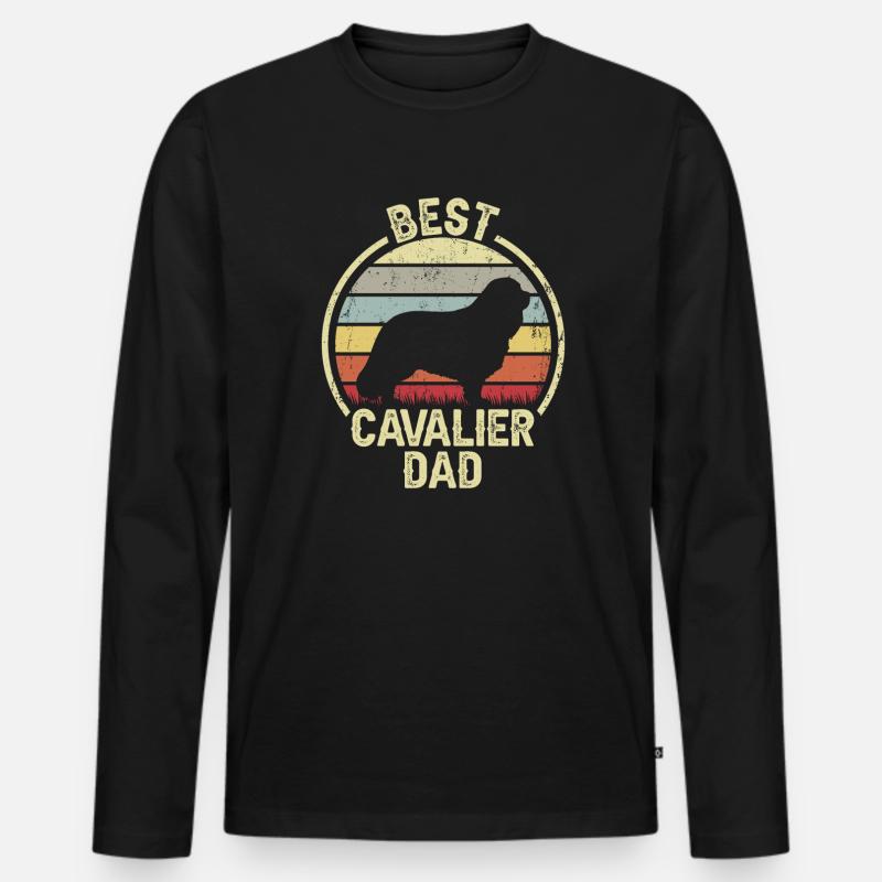 Bester Hund Dad - Kavalier - Männer Premium Bio Langarmshirt - Schwarz