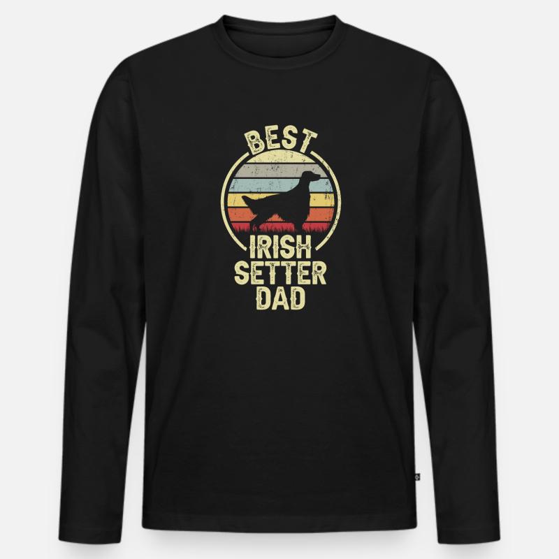 Bester Hund Dad - Irish Setter - Männer Premium Bio Langarmshirt - Schwarz