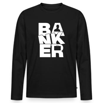 Travail dans le secteur bancaire - Banquier - T-shirt manches longues Premium bio Homme - noir - Devant - Nico (187cm)