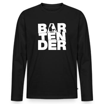 Profession Work - Bartender - Men's Premium Organic Long Sleeve Shirt - black - Front - Nico (187cm)