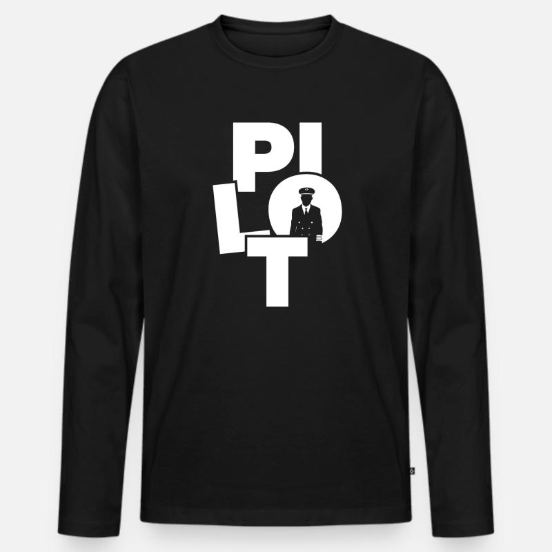 Berufsarbeitsarbeit - Pilot - Männer Premium Bio Langarmshirt - Schwarz