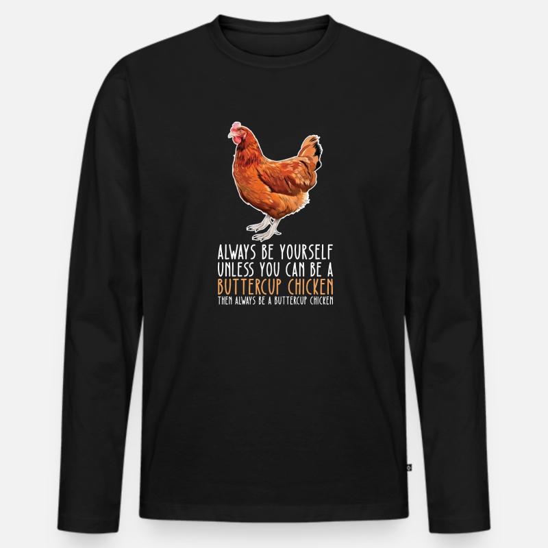 Sei Du Selbst - Buttercup Chicken - Männer Premium Bio Langarmshirt - Schwarz