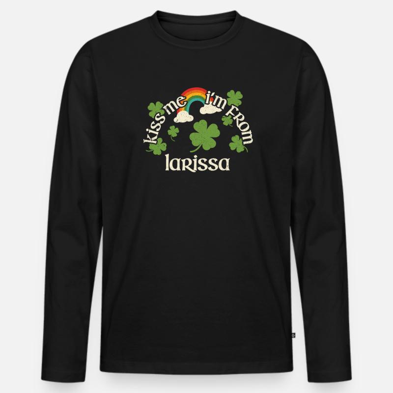 Küss mich - St. Patricks Day Larissa - Männer Premium Bio Langarmshirt - Schwarz