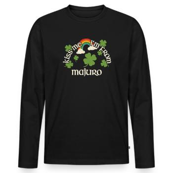 Küss mich - St. Patricks Day Majuro - Männer Premium Bio Langarmshirt - Schwarz - Vorne - Nico (187cm)