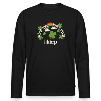 Küss mich - St. Patricks Day Likiep - Männer Premium Bio Langarmshirt - Schwarz - Vorne - Nico (187cm)