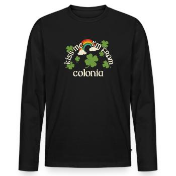Kiss Me - St. Patrick's Day Colonia - Men's Premium Organic Long Sleeve Shirt - black - Front - Nico (187cm)