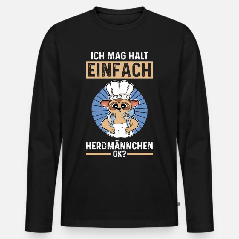 Erdmännchen Herdmännchen - Männer Premium Bio Langarmshirt - Schwarz