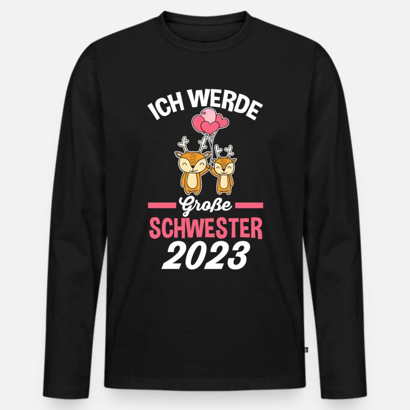 Hirsch Reh Schwester 2023 - Männer Premium Bio Langarmshirt - Schwarz