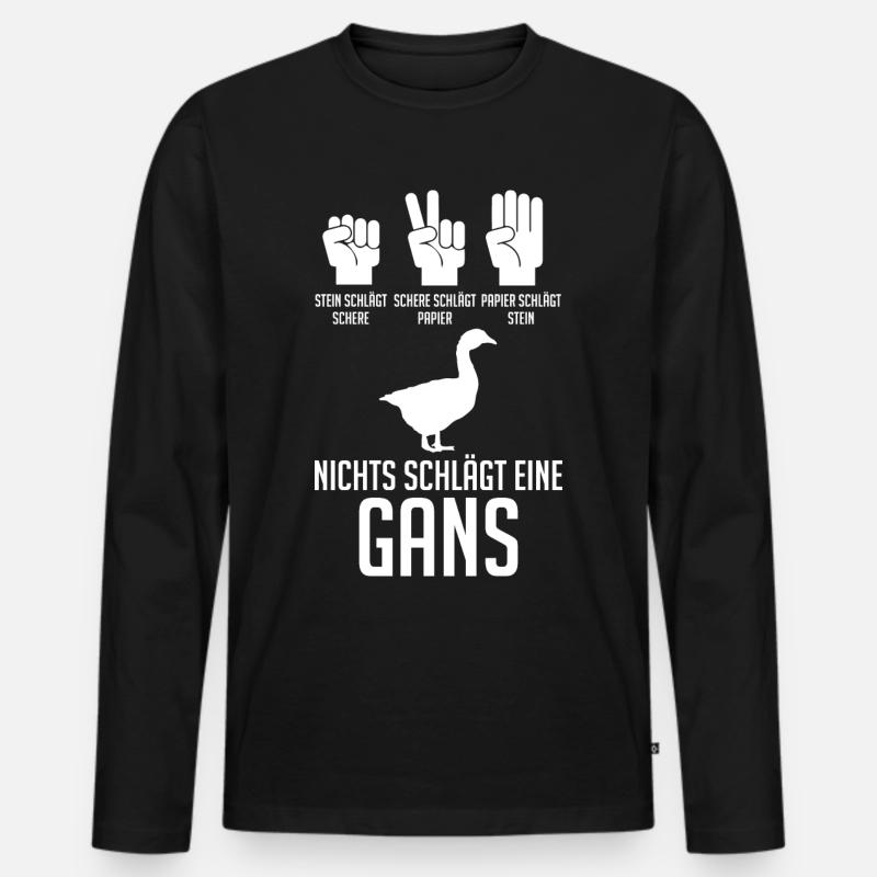 Gans Gänse - Männer Premium Bio Langarmshirt - Schwarz