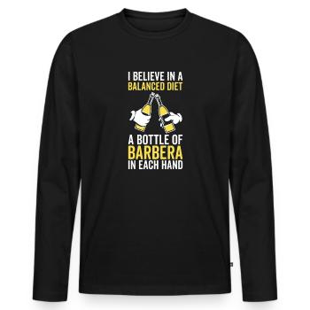 Balanced Diet Bottle Barbera Lover - Men's Premium Organic Long Sleeve Shirt - black - Front - Nico (187cm)
