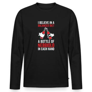 Bouteille Diététique Équilibrée Nebbiolo Lover - T-shirt manches longues Premium bio Homme - noir - Devant - Nico (187cm)