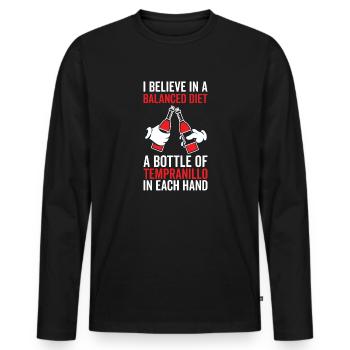 Bouteille d’alimentation équilibrée Tempanillo Lover - T-shirt manches longues Premium bio Homme - noir - Devant - Nico (187cm)