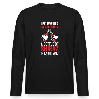 Bouteille d’alimentation équilibrée Shiraz Lover - T-shirt manches longues Premium bio Homme - noir - Devant - Nico (187cm)
