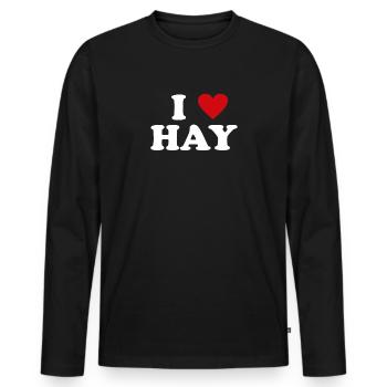 Heart Farmer - I Love Hay - Men's Premium Organic Long Sleeve Shirt - black - Front - Nico (187cm)