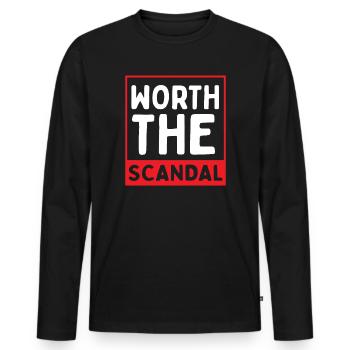 Ça vaut le scandale, trop chaud pour être géré - T-shirt manches longues Premium bio Homme - noir - Devant - Nico (187cm)