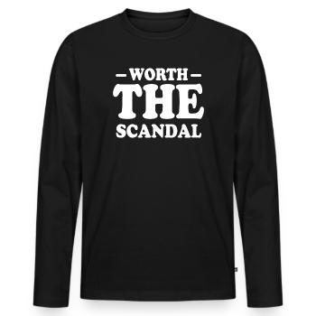 Worth the scandal, too hot to handle - Men's Premium Organic Long Sleeve Shirt - black - Front - Nico (187cm)