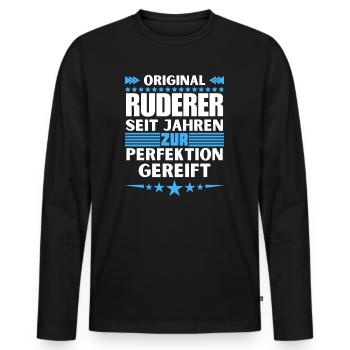 Zur Perfektion gereifter Ruderer - Männer Premium Bio Langarmshirt - Schwarz - Vorne - Nico (187cm)