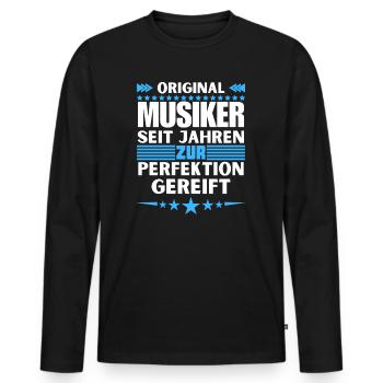 Zur Perfektion gereifter Musiker - Männer Premium Bio Langarmshirt - Schwarz - Vorne - Nico (187cm)