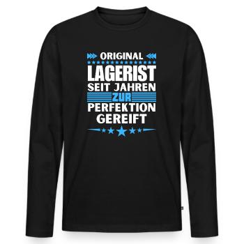Warehouse clerk matured to perfection - Men's Premium Organic Long Sleeve Shirt - black - Front - Nico (187cm)