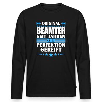 Zur Perfektion gereifter Beamter - Männer Premium Bio Langarmshirt - Schwarz - Vorne - Nico (187cm)