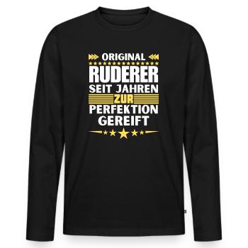 Zur Perfektion gereifter Ruderer - Männer Premium Bio Langarmshirt - Schwarz - Vorne - Nico (187cm)