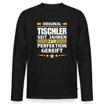 Zur Perfektion gereifter Tischler - Männer Premium Bio Langarmshirt - Schwarz - Vorne - Nico (187cm)