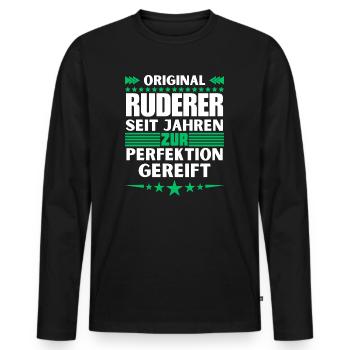 Zur Perfektion gereifter Ruderer - Männer Premium Bio Langarmshirt - Schwarz - Vorne - Nico (187cm)