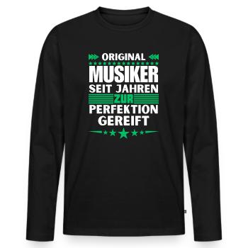 Zur Perfektion gereifter Musiker - Männer Premium Bio Langarmshirt - Schwarz - Vorne - Nico (187cm)