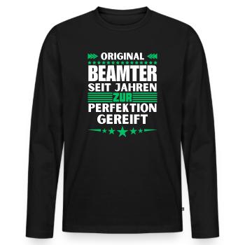 Zur Perfektion gereifter Beamter - Männer Premium Bio Langarmshirt - Schwarz - Vorne - Nico (187cm)