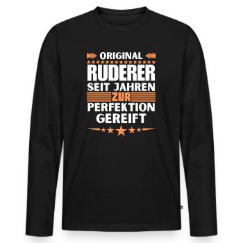 Zur Perfektion gereifter Ruderer - Männer Premium Bio Langarmshirt - Schwarz - Vorne - Nico (187cm)