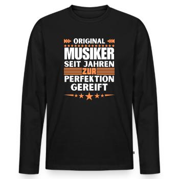 Zur Perfektion gereifter Musiker - Männer Premium Bio Langarmshirt - Schwarz - Vorne - Nico (187cm)