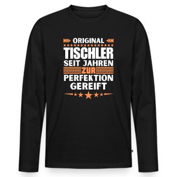 Zur Perfektion gereifter Tischler - Männer Premium Bio Langarmshirt - Schwarz - Vorne - Nico (187cm)