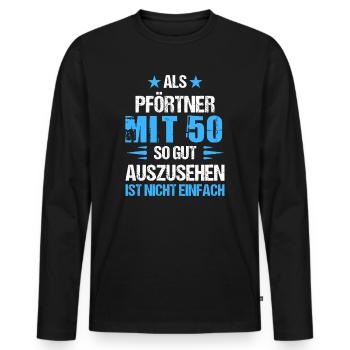 With 50 handsome doorman - Men's Premium Organic Long Sleeve Shirt - black - Front - Nico (187cm)