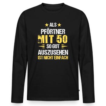At 50, good-looking gatekeeper - Men's Premium Organic Long Sleeve Shirt - black - Front - Nico (187cm)