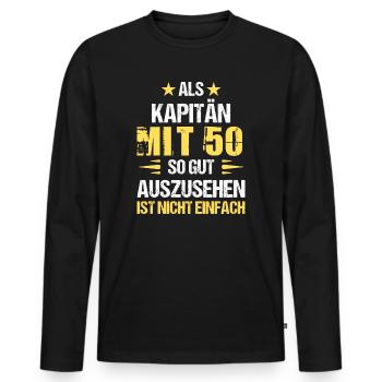 Good-looking captain at 50 - Men's Premium Organic Long Sleeve Shirt - black - Front - Nico (187cm)