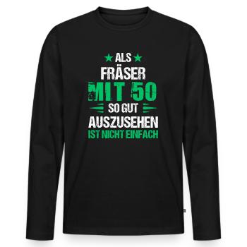 With 50 good-looking router bits - Men's Premium Organic Long Sleeve Shirt - black - Front - Nico (187cm)