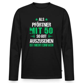 With 50 handsome doorman - Men's Premium Organic Long Sleeve Shirt - black - Front - Nico (187cm)