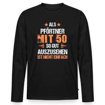 With 50 handsome doorman - Men's Premium Organic Long Sleeve Shirt - black - Front - Nico (187cm)