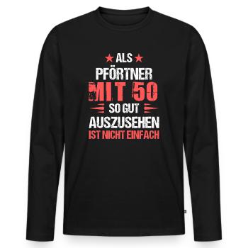 With 50 handsome doorman - Men's Premium Organic Long Sleeve Shirt - black - Front - Nico (187cm)