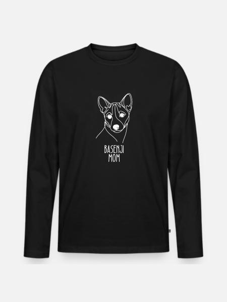 Maman au trait - Basenji - T-shirt manches longues Premium bio Homme - noir