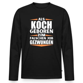 Koch im falschen Job gelandet - Männer Premium Bio Langarmshirt - Schwarz - Vorne - Nico (187cm)