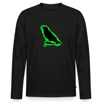 Corbeau Corbeau Vert et Noir Contour - T-shirt manches longues Premium bio Homme - noir - Devant - Nico (187cm)