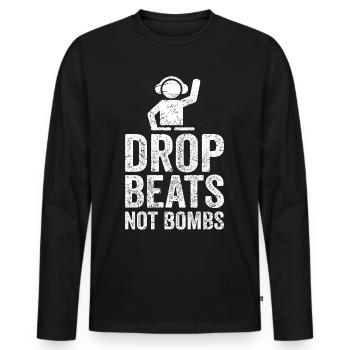 No War Techno DJ Electronique EDM House Rave Peace - T-shirt manches longues Premium bio Homme - noir - Devant - Nico (187cm)