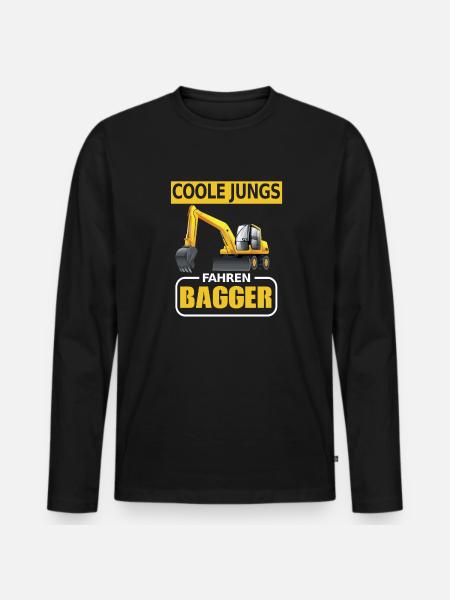 Bagger Baustelle Baggern Baggerfahrer Jungs - Männer Premium Bio Langarmshirt - Schwarz