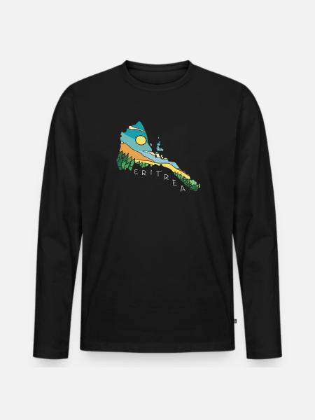 Eritrea Landscape Map Art - Men's Premium Organic Long Sleeve Shirt - black