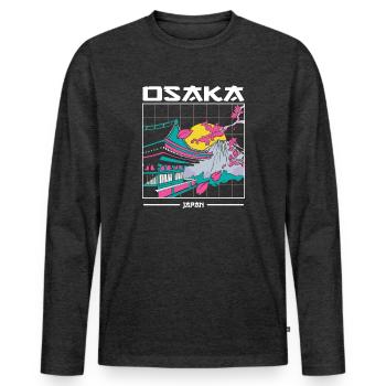 Osaka Japon Art esthétique des années 80 - T-shirt manches longues Premium bio Homme - anthracite chiné - Devant - Nico (187cm)