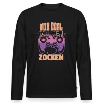 Gaming Gamer Mir Egal Ich Geh Zocken Geschenkidee - Männer Premium Bio Langarmshirt - Schwarz - Vorne - Nico (187cm)