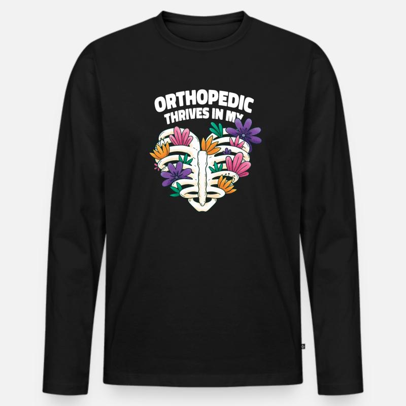 Orthopäde Herz Blumenkunst - Männer Premium Bio Langarmshirt - Schwarz