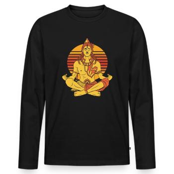 Lord Shiva God Vintage Hiduism Art - Men's Premium Organic Long Sleeve Shirt - black - Front - Nico (187cm)
